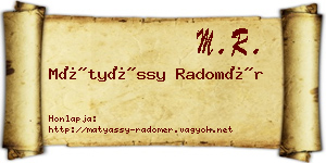 Mátyássy Radomér névjegykártya